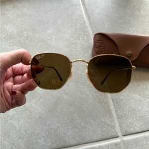 Ray-Ban Gold and Brown Sunglasses